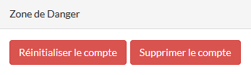 La Zone de Danger se trouve en bas de la page Paramètres.
