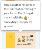 待办事项的范例，其中包含如何在公会聊天里使用emoji来标记挑战反应的说明。