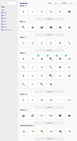 Un esempio dell'Inventario dell'Equipaggiamento