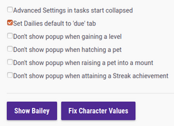 The option to change default dailies tab to due is the second checkbox in the list it appears in within the settings page.