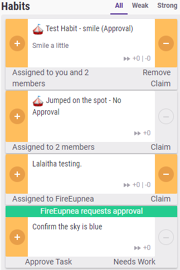 Exemplo de hábitos de um plano de time.