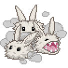 Trois vicieux lapins de poussière.