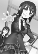 Yozora declaring her desperate state with Rika on the background
