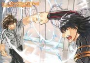 Akatsuki fighting a simulation of Gouki as a young man