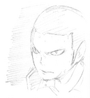 A sketch of Tanaka's serious face