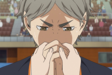 What was Ushijima doing with his hand here? Is it some way to say sorry or  pay respect in volleyball? This happened right after Tsuki came back from  infirmary. (Season 3 Episode