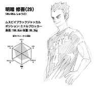 Shūgo Meian Power: 5/5 Jumping: 3/5 Stamina: 4/5 Game Sense: 3/5 Technique: 3/5 Speed: 4/5