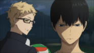 Tsukishima taunting Kageyama with his failure during the finals in junior high