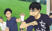 Akaashi giving kageyama water