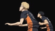 Kageyama pulling Tsukishima's jersey