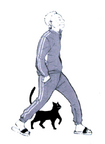 Coach Nekomata with a cat