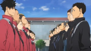 Nekoma y Karasuno a punto de jugar un partido