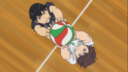 Kageyama fight over the ball with Oikawa in a showdown of the setter