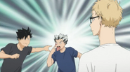 Kuroo and Bokuto teasing each other's hair