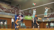 Watching his players during the Karasuno match in Interhigh