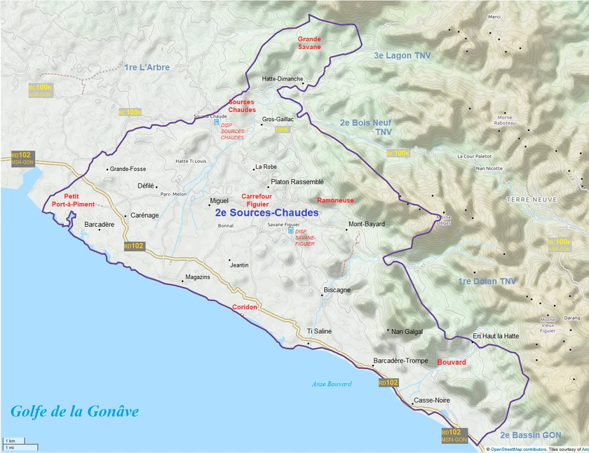 Sectional map of Sources-Chaudes