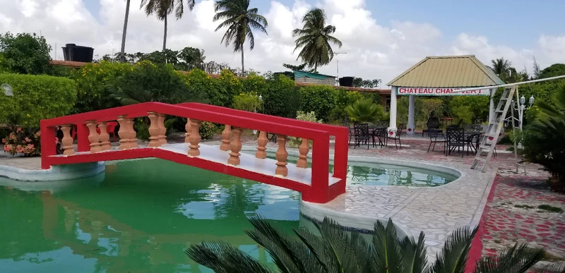 The pool and garden space at the old Château Champvert in Torbeck