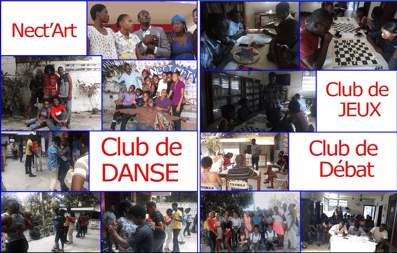 Scenes from CECRÈJ, showcasing the center’s art, dance, debate, and game clubs that bring Bizoton’s youth together in a creative and supportive space.