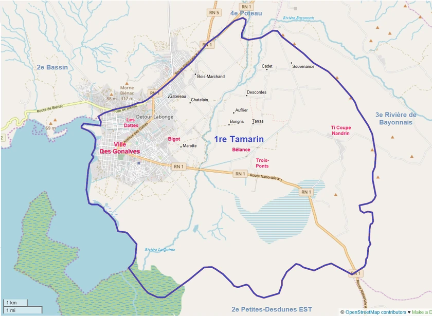 Map of the Pont Tamarin communal section