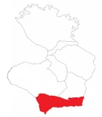 Location relative to  , Délugé highlighted in red.