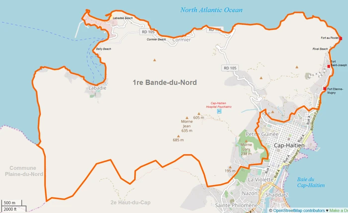 Map of 's first communal section, Bande-du-Nord.