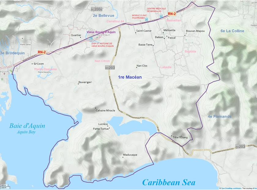 Sectional map of Macéan, the first communal section of 