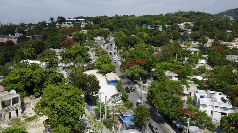 Aerial view of upper Christ-Roi, where the neighborhood rises toward .