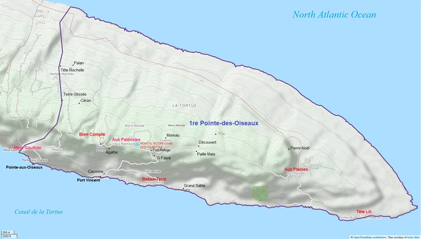 Commune map of Pointe-des-Oiseaux, 
