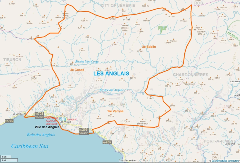Commune map of Les Anglais