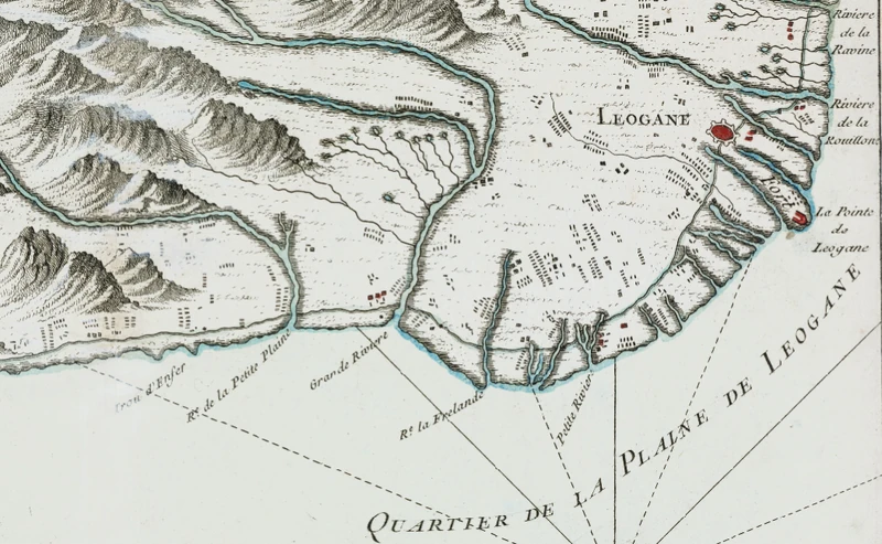Ancient map showing modern-day Port Léogâne area.