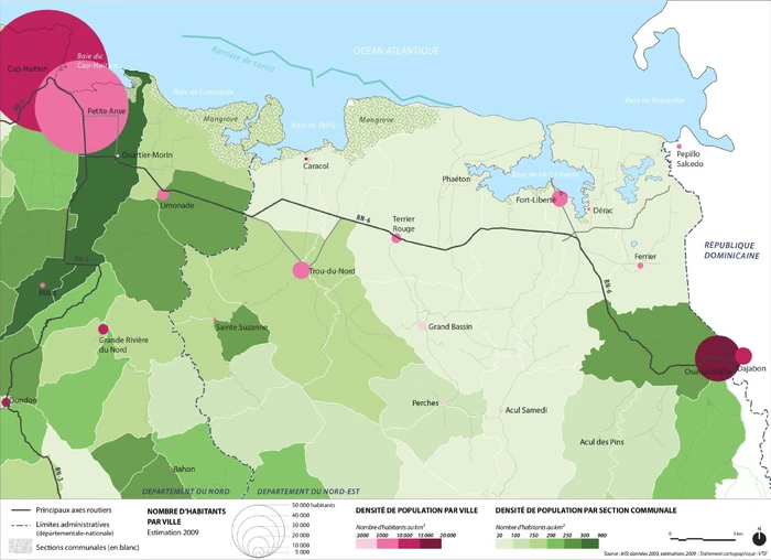 Haiti's Northeast Corridor population density map