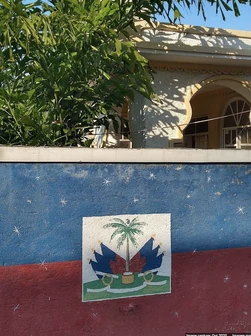 Hand-drawn mural of the National Flag, in Ranquitte, 