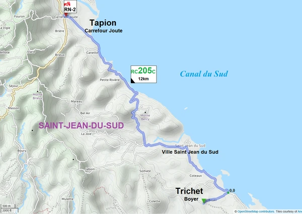 Map of the RC 205-C. The dotted lines at the southern end represent the regions many footpaths.