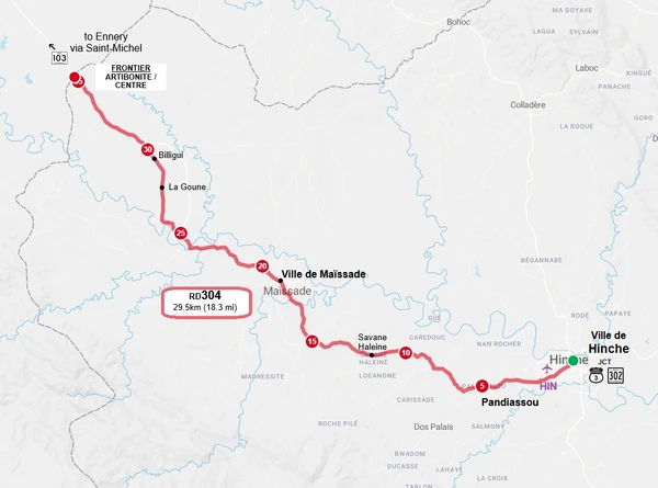 Map of Route Departementales 304