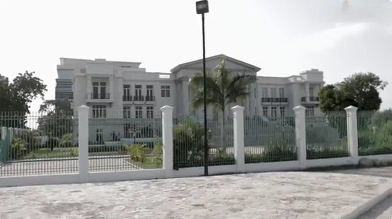 View of the reconstructed National Palace complex facing Champs de Mars,