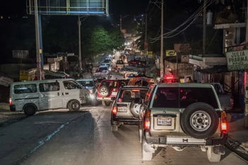 Downtown Port-au-Prince at night