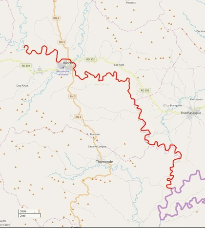 Guayamouc River highlighted in red