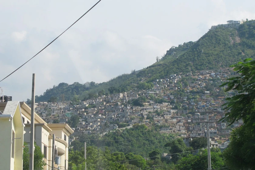 Looking up at Morne l'Hôpital, , 