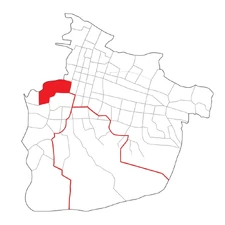 Location in within the 3rd section of , Bicentennaire highlighted in red.