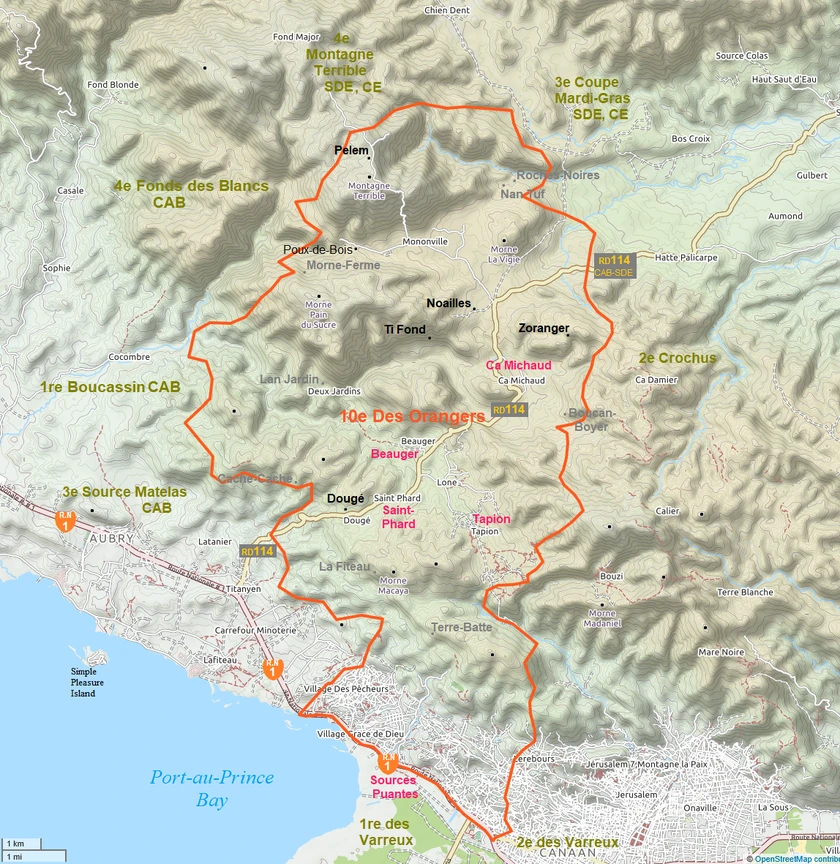 Sectional map of the 10th Des Orangers area of , 