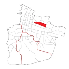 Location in within the 1st section of , Saint-Antoine (together with neighboring Poupelard) highlighted in red.