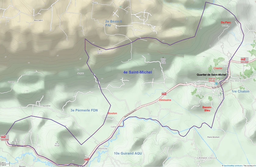Sectional map of Saint-Michel-du-Sud, 