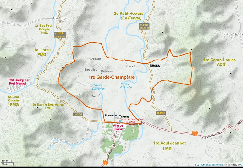 Section map of Garde Champêtre, 1re Bas-Limbé