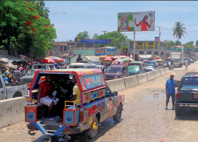 Road near the mango market in Mariani which is characterized by frequent traffic jams.