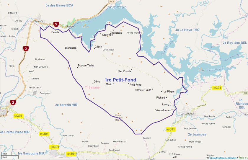 Map of Petit Fond, first communal section of , 