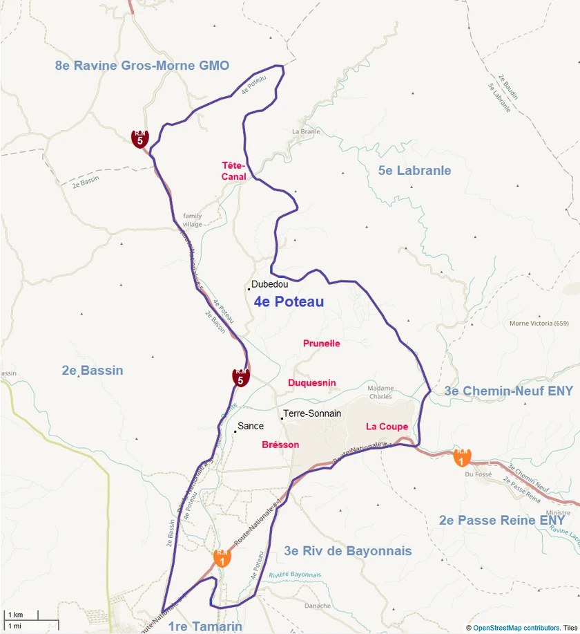 Section map of 4e Poteau