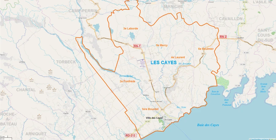 Les Cayes communal map