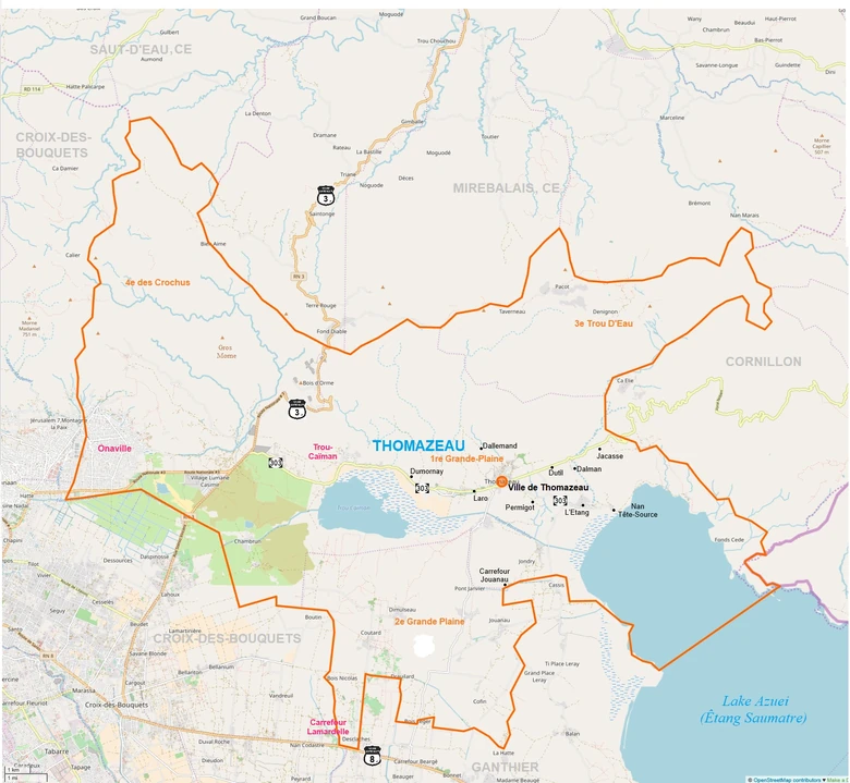 Commune map of Thomazeau, 