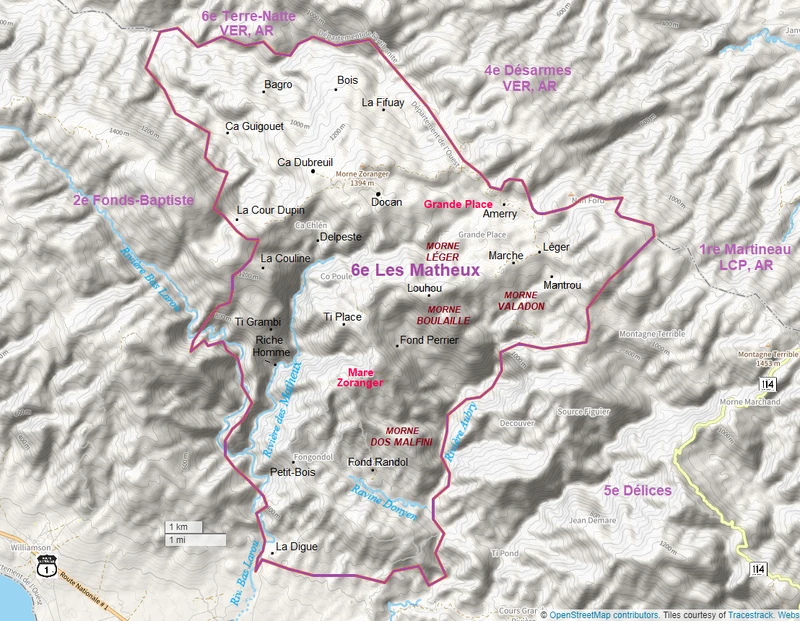 Les Matheux communal map