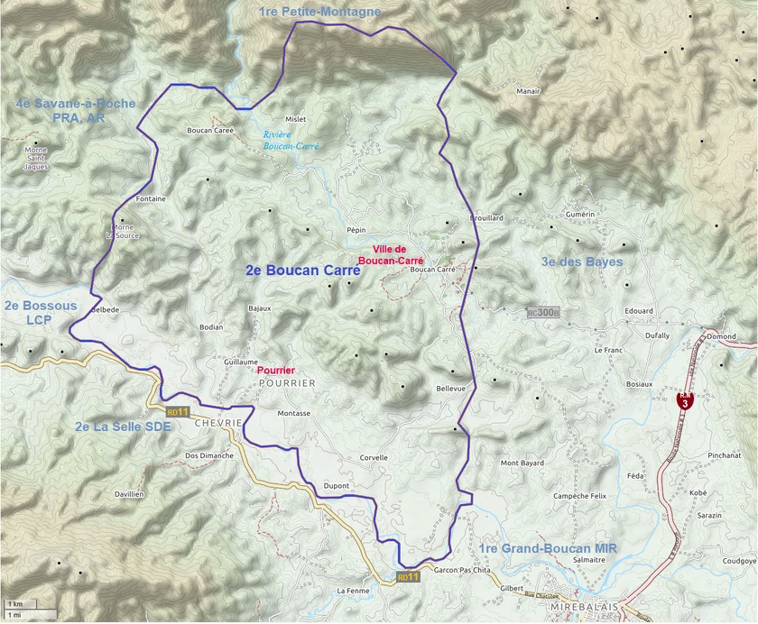 Section map of Boucan Carré's self-named second section